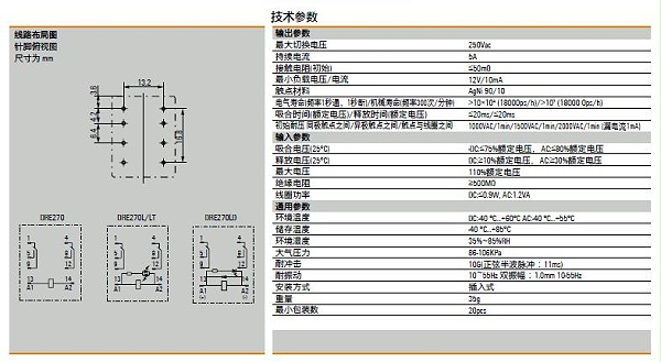 魏德米勒DRE中間繼電器技術(shù)參數(shù)
