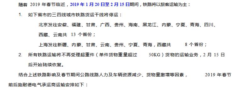 施耐德電氣產(chǎn)品春運(yùn)期間發(fā)貨安排1