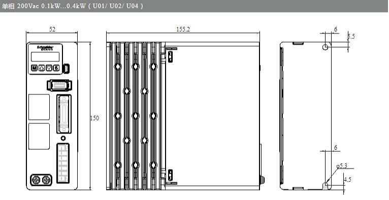 施耐德LXM16伺服單相200V尺寸