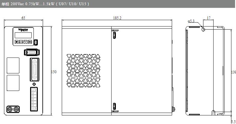 施耐德LXM16伺服單相200Vac1.5kW尺寸 施耐德LXM16伺服單相200Vac1.5kW尺寸