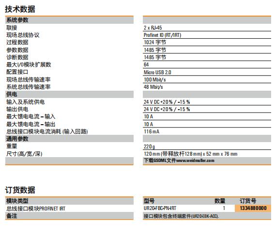 UR20FBCPNIRT總線接口模塊技術(shù)參數(shù)