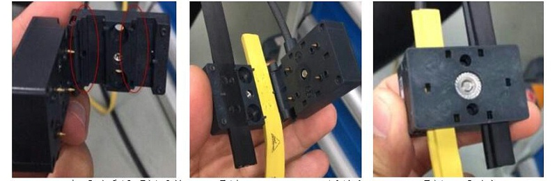 7、穿刺模塊+ASI電源線+ASI總線，由于電纜合底座的造型，安裝具有唯一性，不會(huì)將極性混淆。電纜橡膠本身有自愈特性，穿刺后的絕緣防護(hù)等級(jí)仍能達(dá)到IP67，防水、防塵、防油、防振動(dòng)，安裝簡(jiǎn)單快速，更適合工業(yè)現(xiàn)場(chǎng)的惡劣環(huán)境的可靠性和項(xiàng)目實(shí)施的效率等要求。穿刺過程及連接好如下圖所示：